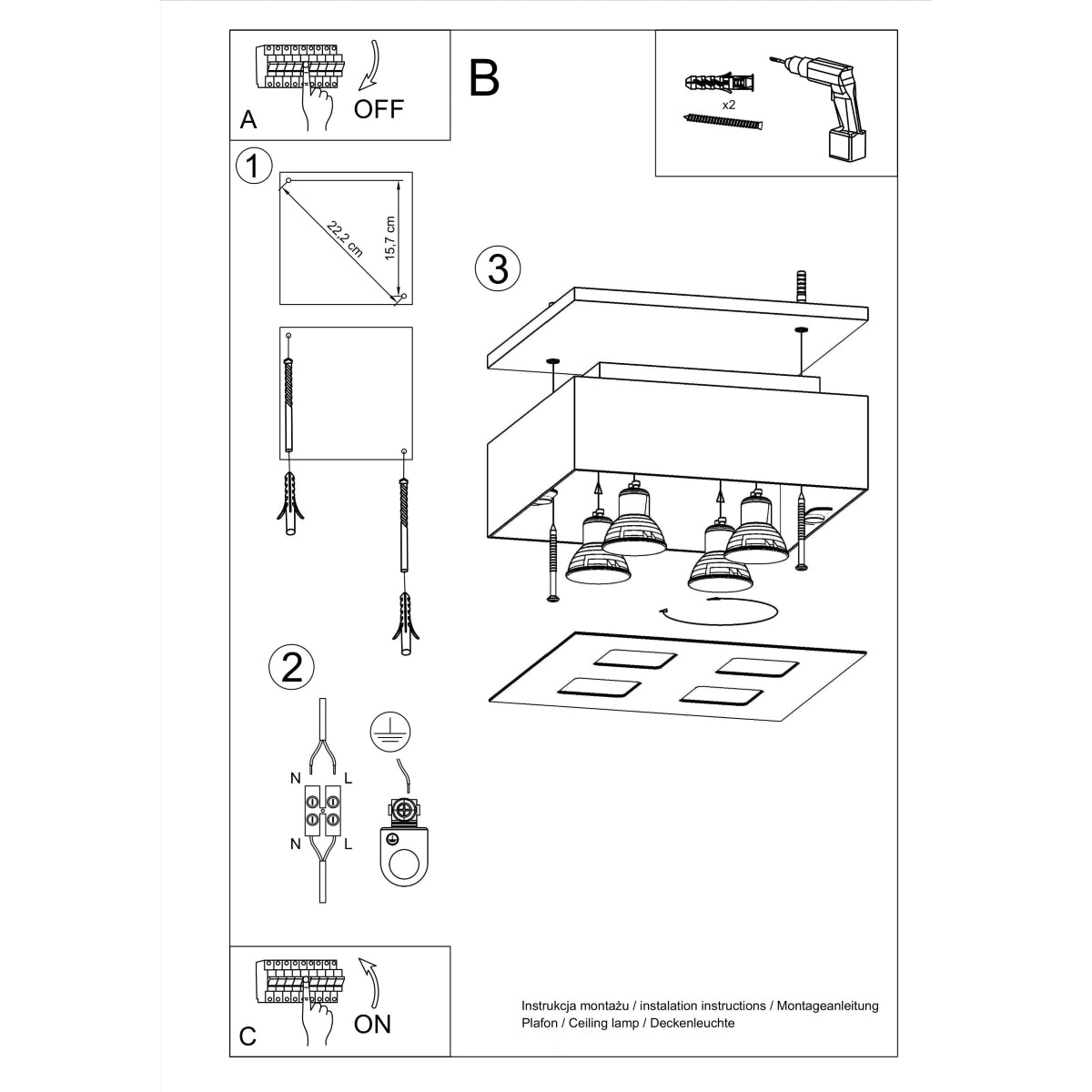 Deckenleuchte - Spot - Strahler MONO 4 weiß Sollux Lighting