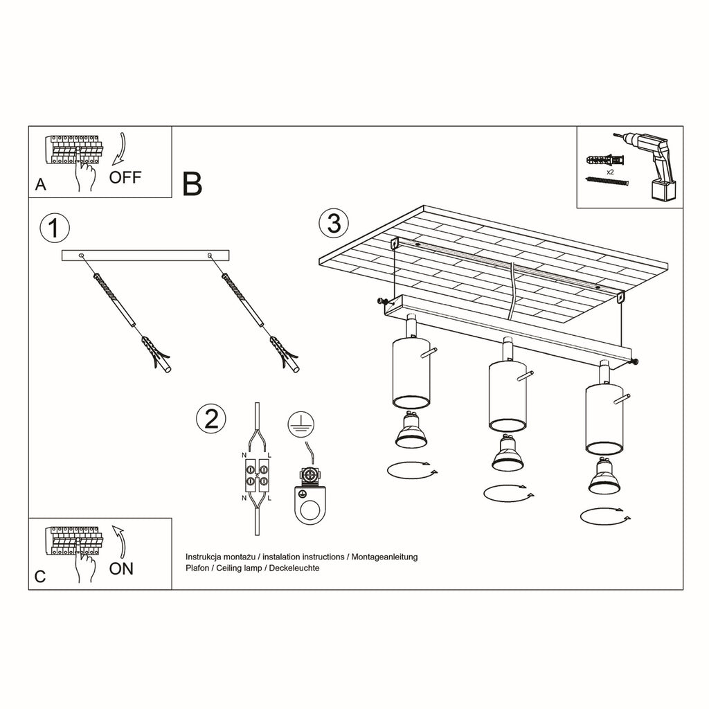 Deckenleuchte - Spot - Strahler RING 3 schwarz Sollux Lighting