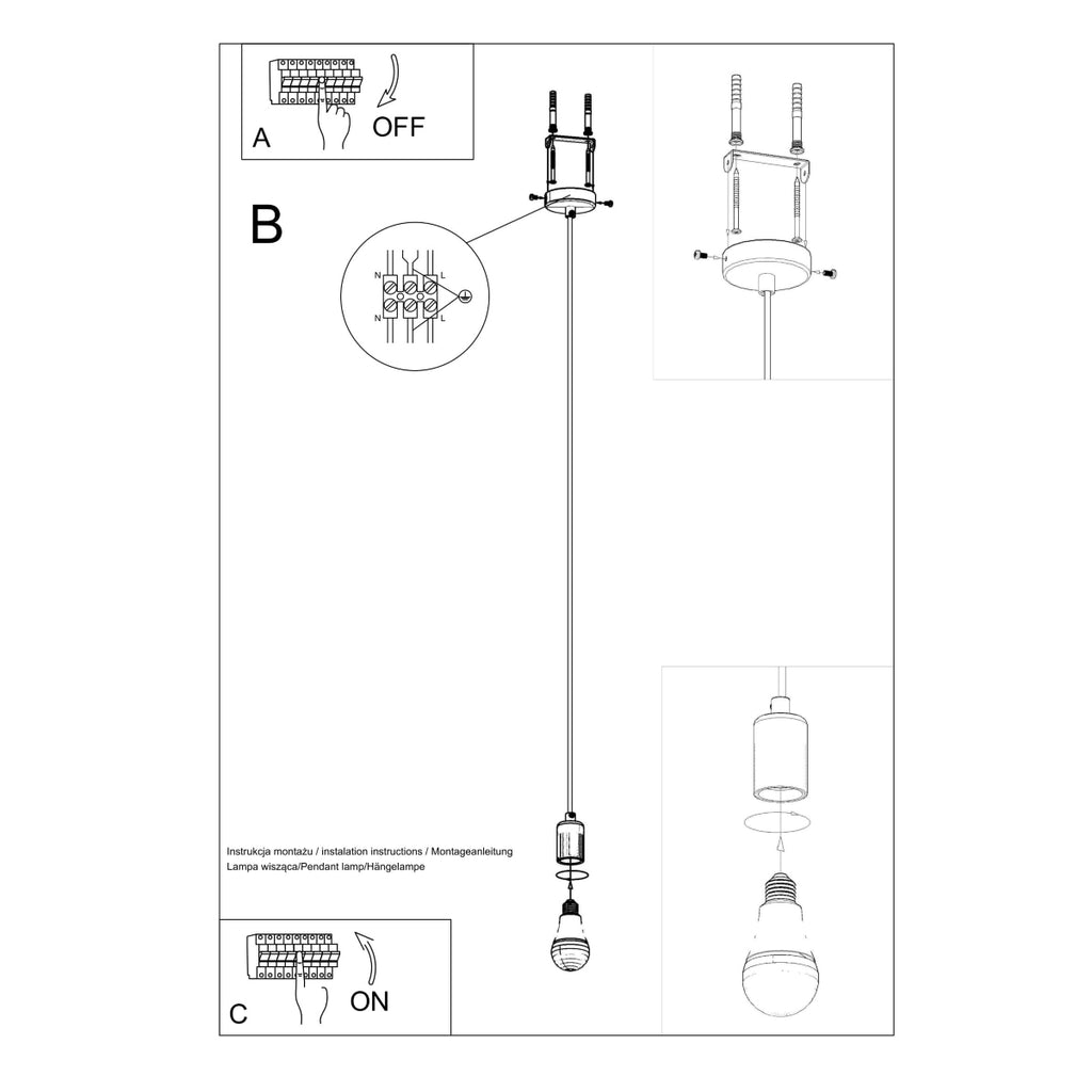 Pendelleuchte EDISON schwarz Sollux Lighting