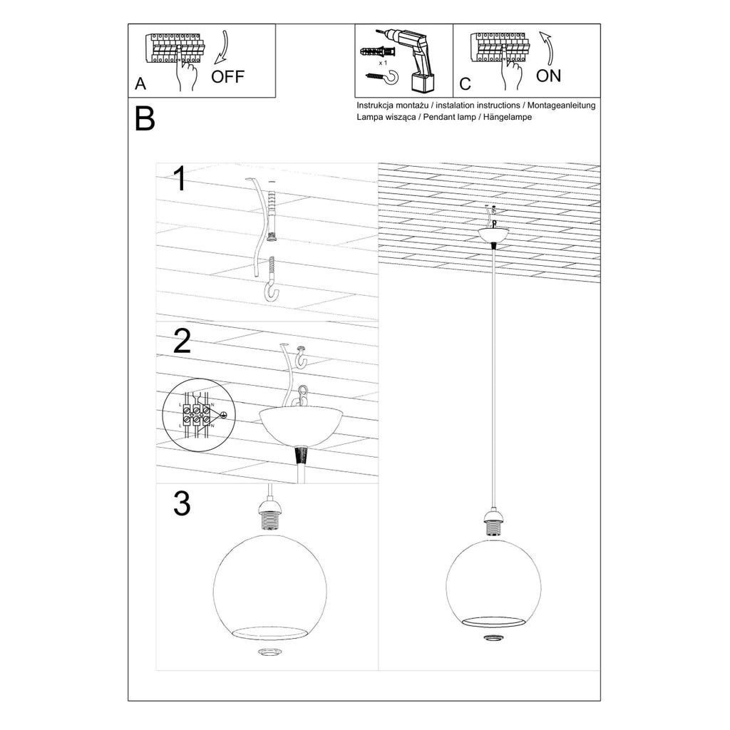 Pendelleuchte BALL champagner Sollux Lighting