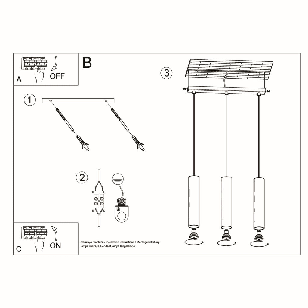Pendelleuchte LAGOS 3L weiß Sollux Lighting