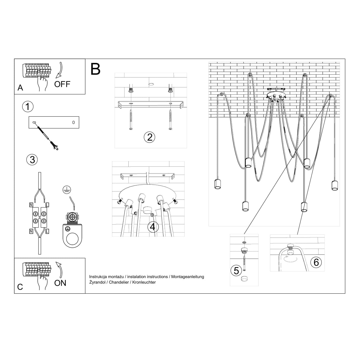 Pendelleuchte EDISON 5 schwarz Sollux Lighting