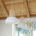 Pendelleuchte CASCO weiß & naturfarbenes Holz Sollux Lighting