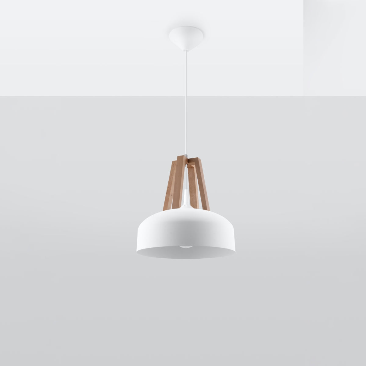 Pendelleuchte CASCO weiß & naturfarbenes Holz Sollux Lighting