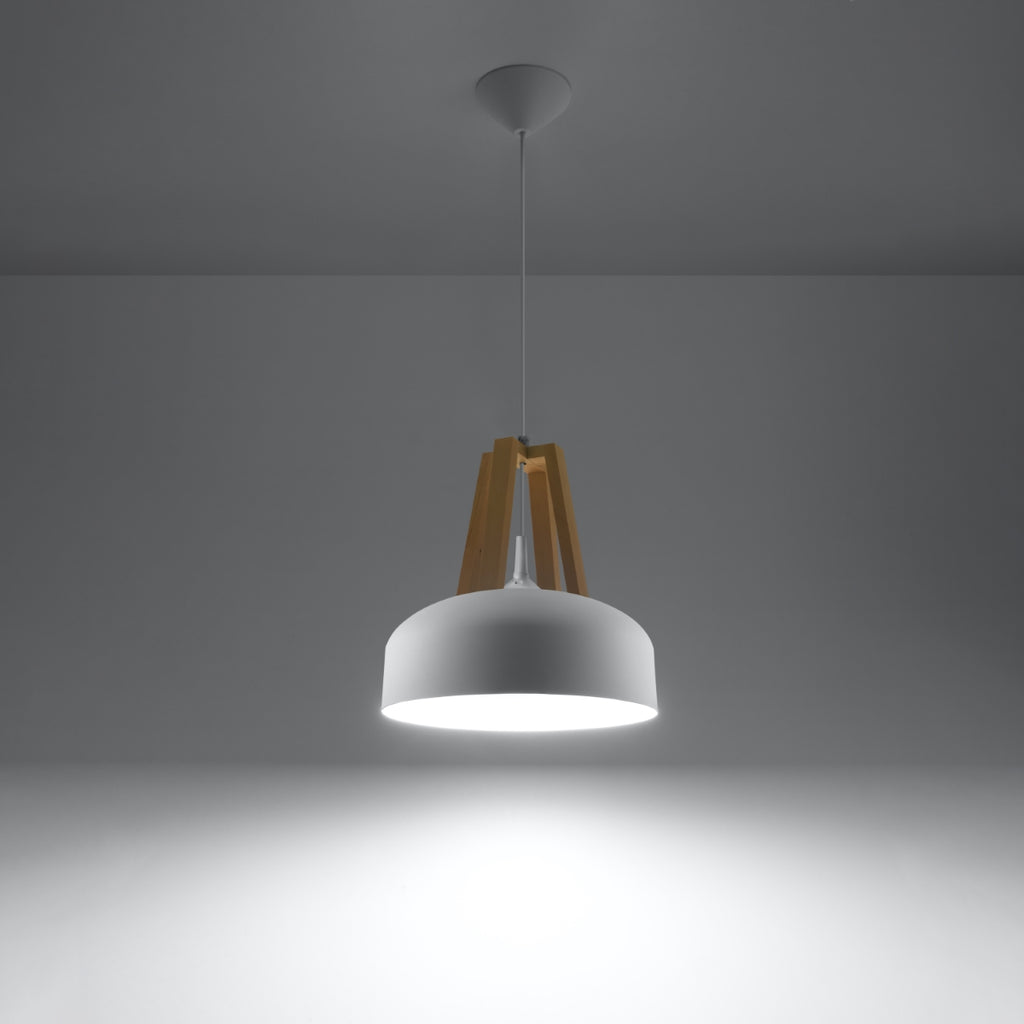 Pendelleuchte CASCO weiß & naturfarbenes Holz Sollux Lighting
