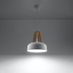 Pendelleuchte CASCO weiß & naturfarbenes Holz Sollux Lighting