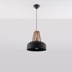 Pendelleuchte CASCO schwarz & naturfarbenes Holz Sollux Lighting