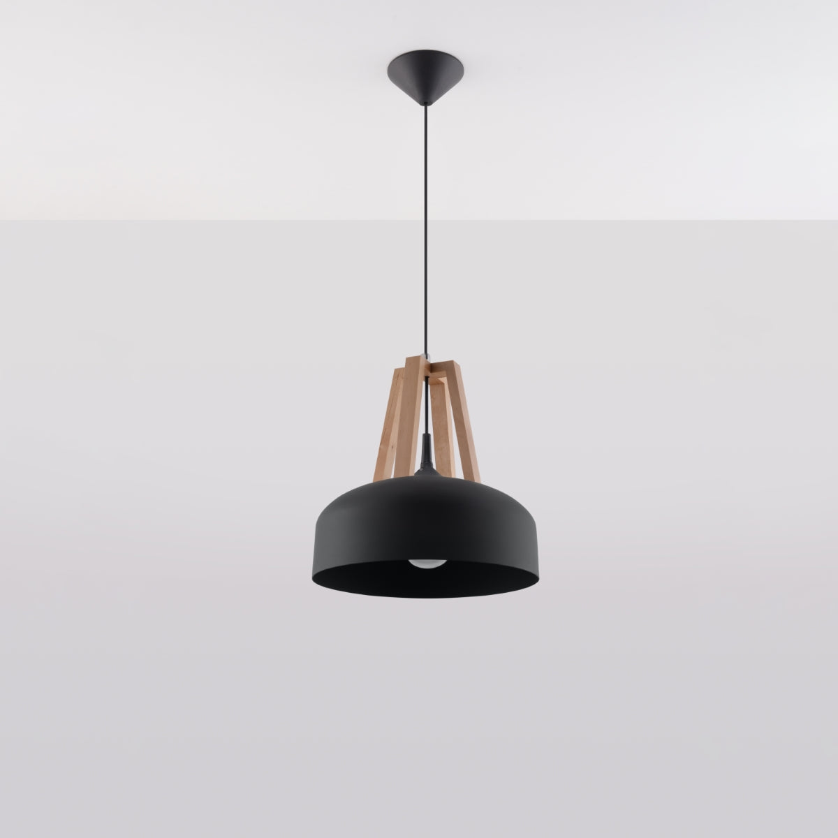 Pendelleuchte CASCO schwarz & naturfarbenes Holz Sollux Lighting