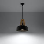 Pendelleuchte CASCO schwarz & naturfarbenes Holz Sollux Lighting