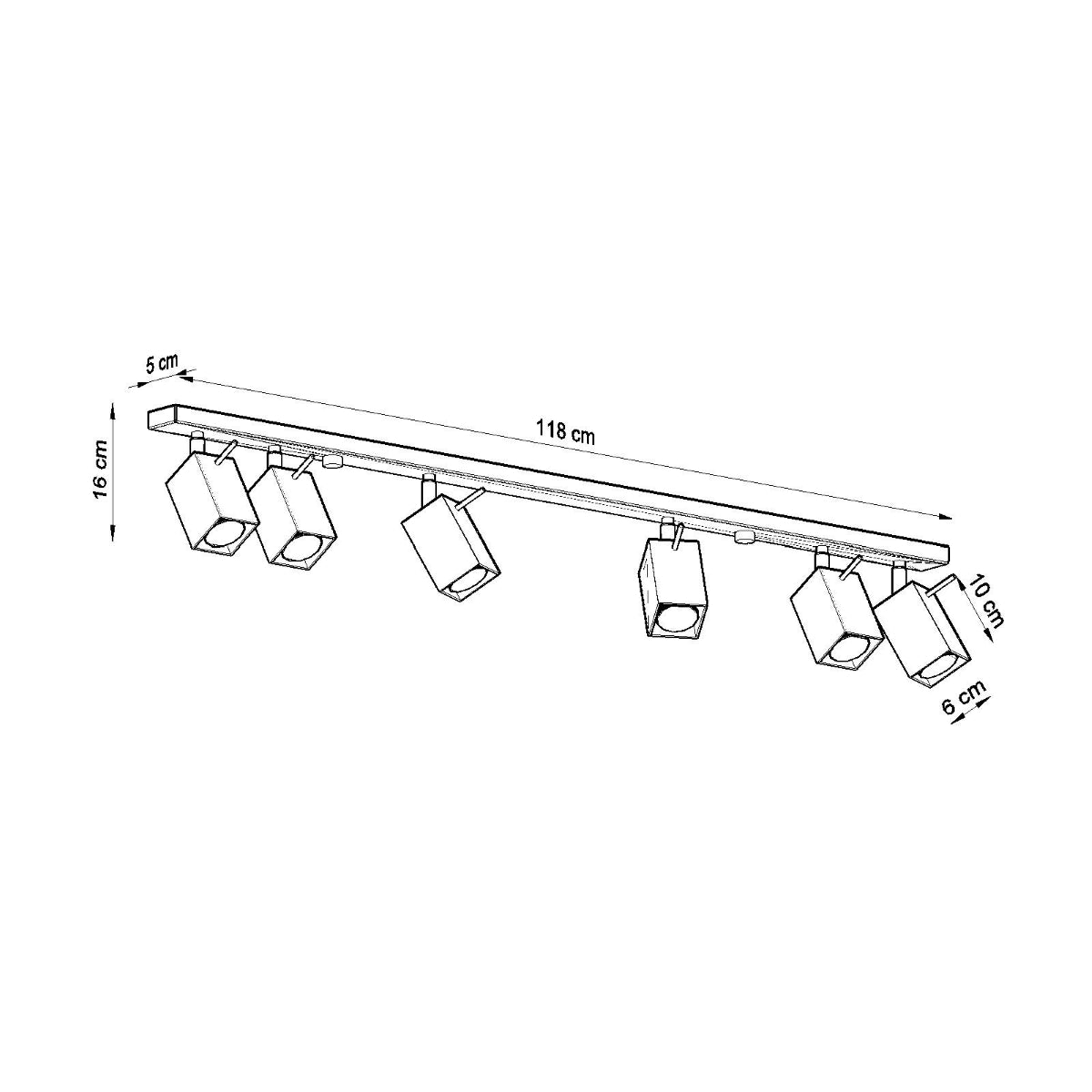 Deckenleuchte - Spot - Strahler MERIDA 6L schwarz Sollux Lighting