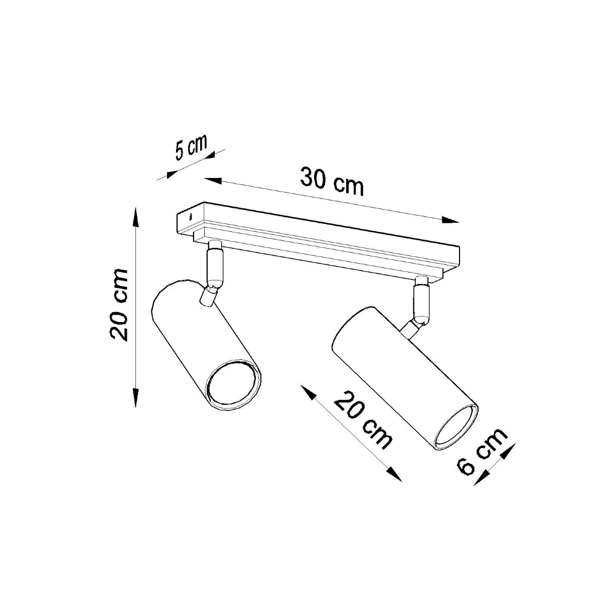 Deckenleuchte - Spot - Strahler DIREZIONE 2 schwarz Sollux Lighting