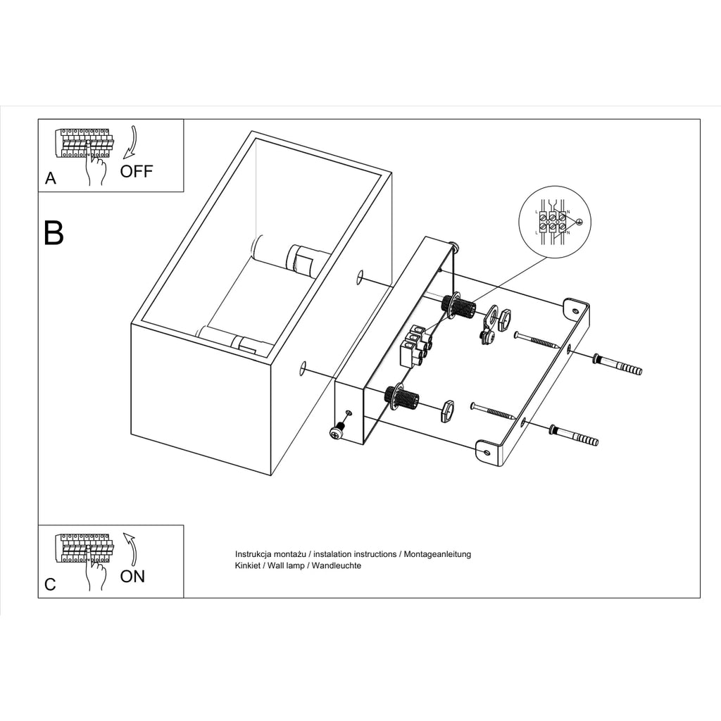 Wandleuchte QUAD MAXI grau Sollux Lighting