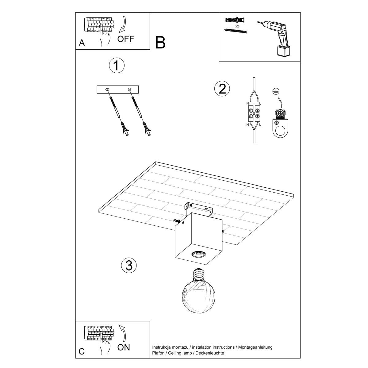 Deckenleuchte ARIZ Naturholz Sollux Lighting