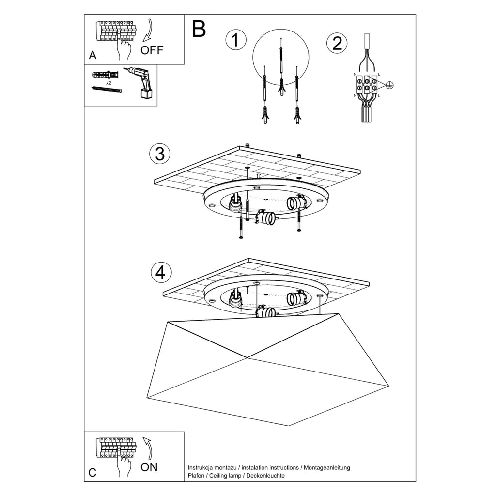 Deckenleuchte HEXA 45 silber Sollux Lighting