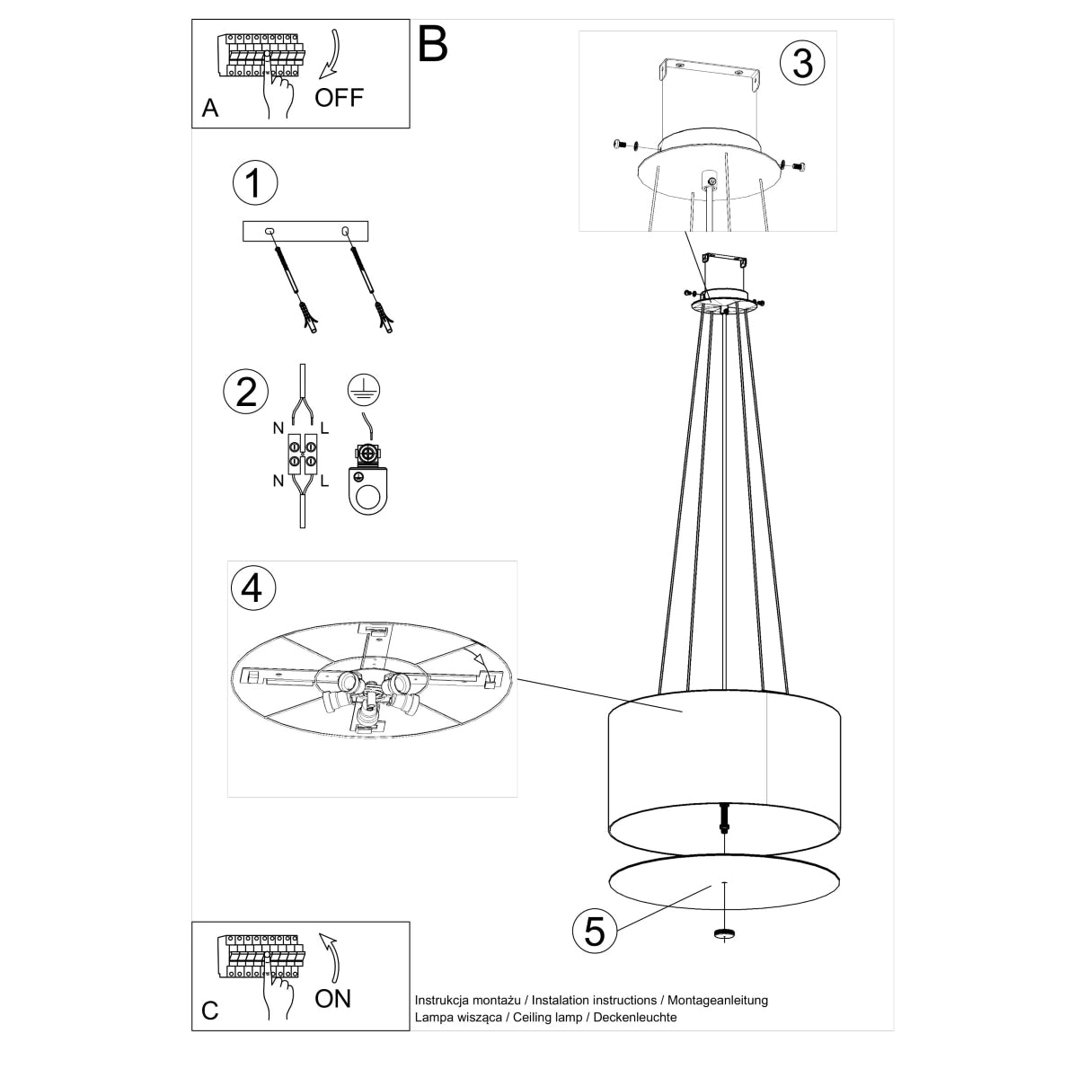 Pendelleuchte OTTO 50 schwarz Sollux Lighting