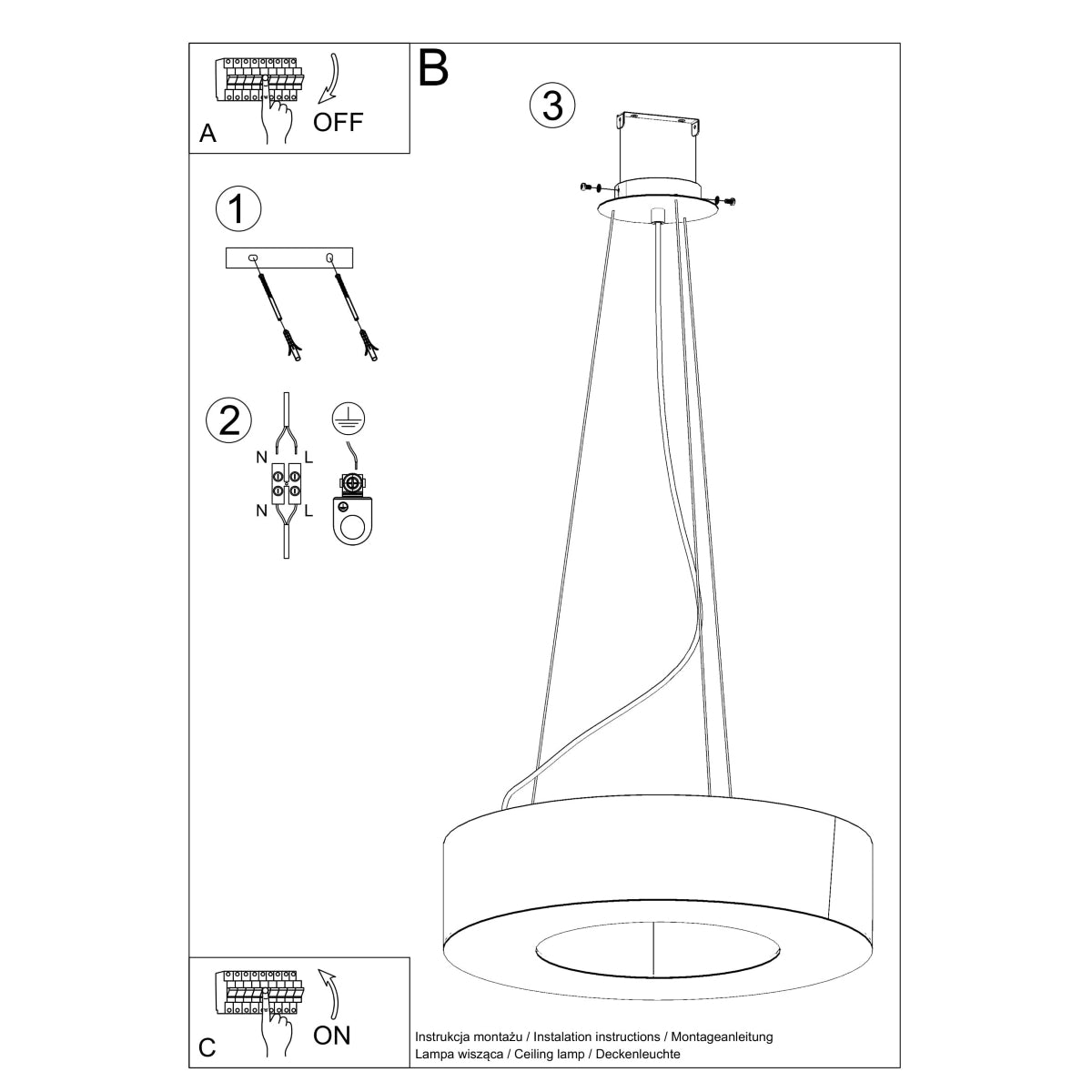 Pendelleuchte SATURNO SLIM 50 weiß Sollux Lighting