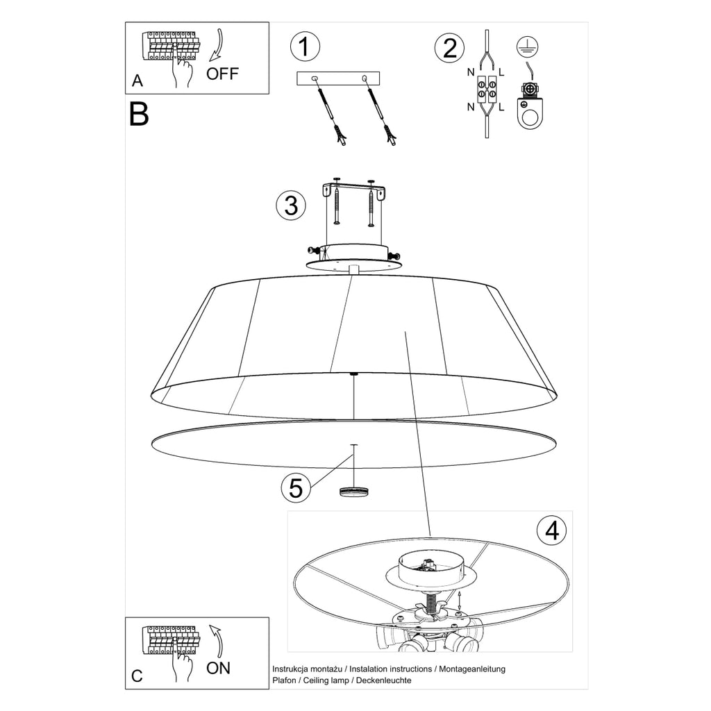 Deckenleuchte VEGA 60 schwarz Sollux Lighting