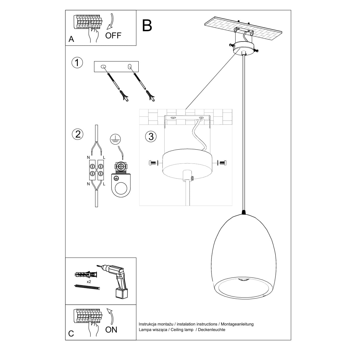 Pendelleuchte FLAWIUSZ Keramik Sollux Lighting