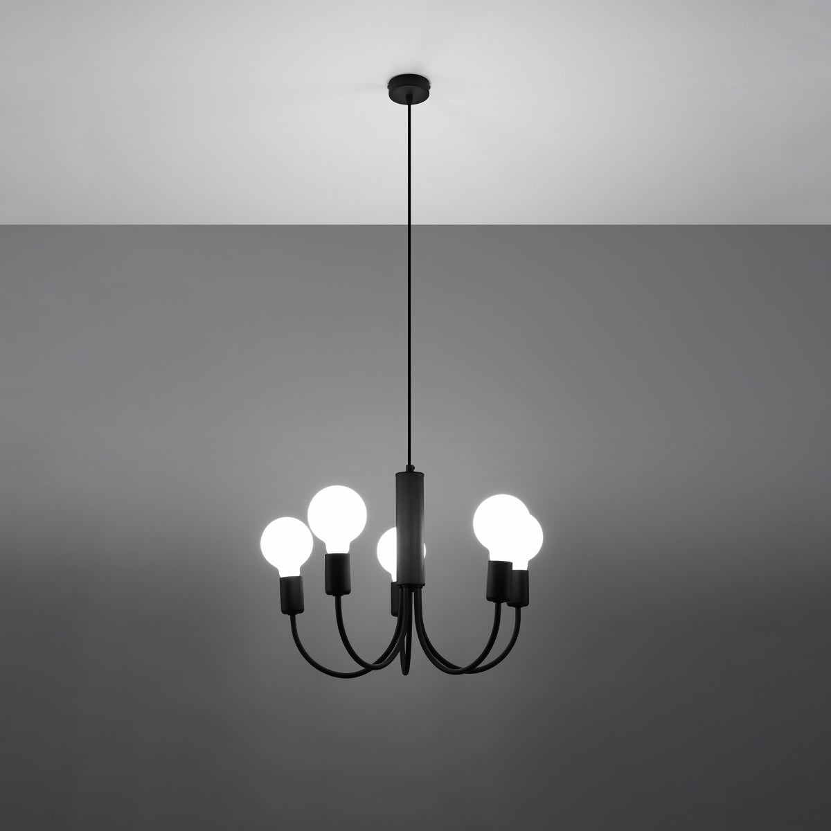 Pendelleuchte PICCOLO 5 schwarz Sollux Lighting