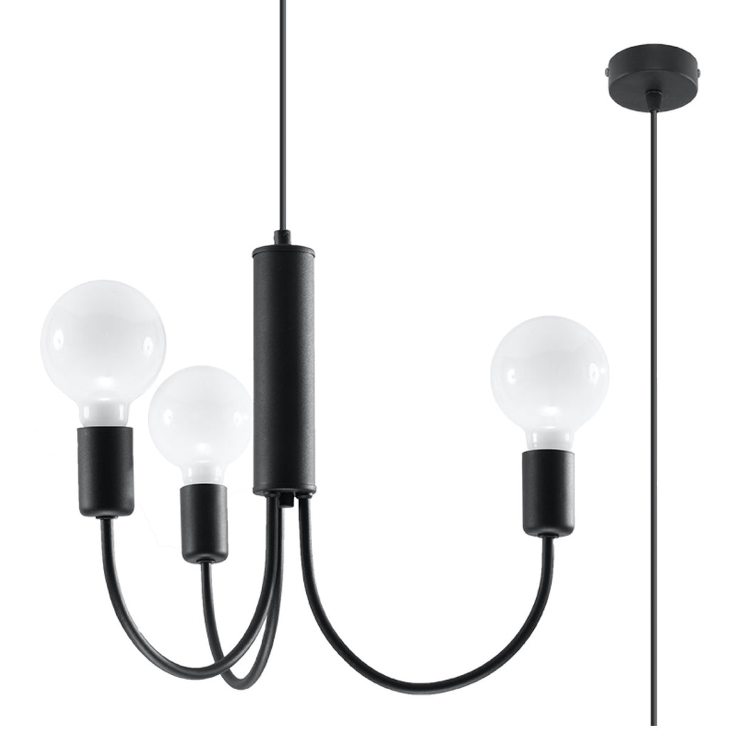 Pendelleuchte PICCOLO 3 schwarz Sollux Lighting