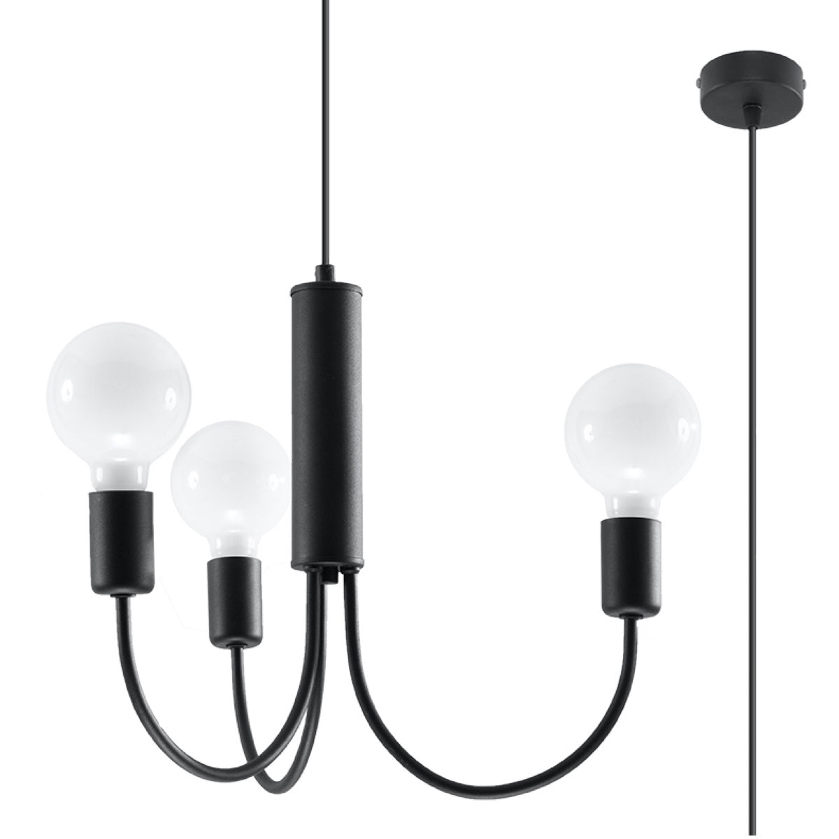 Pendelleuchte PICCOLO 3 schwarz Sollux Lighting