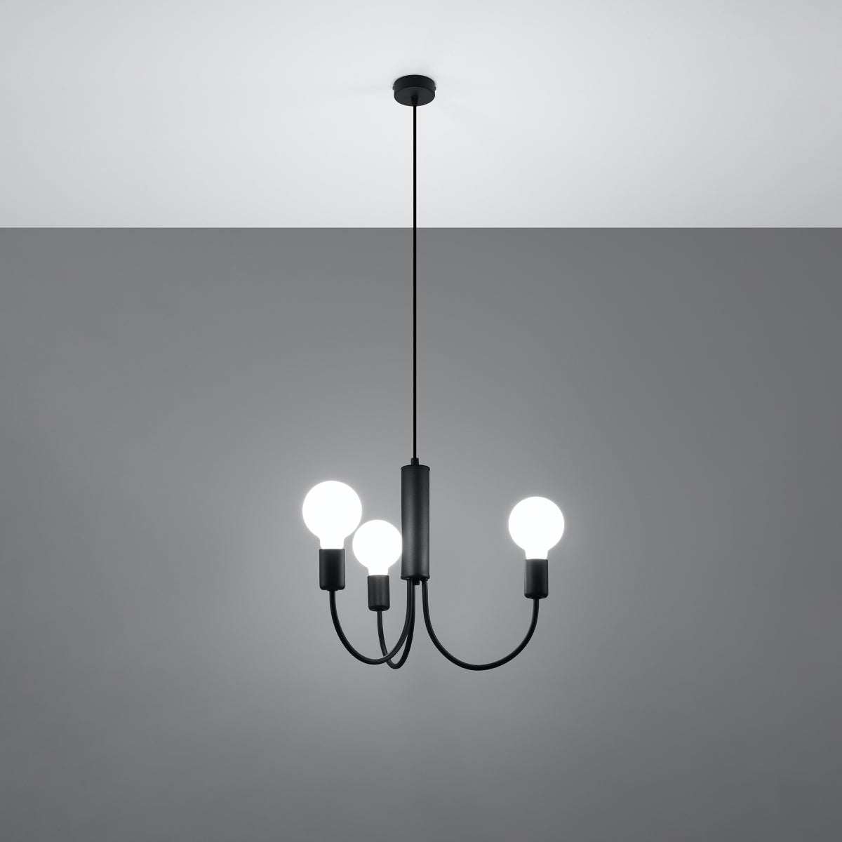 Pendelleuchte PICCOLO 3 schwarz Sollux Lighting