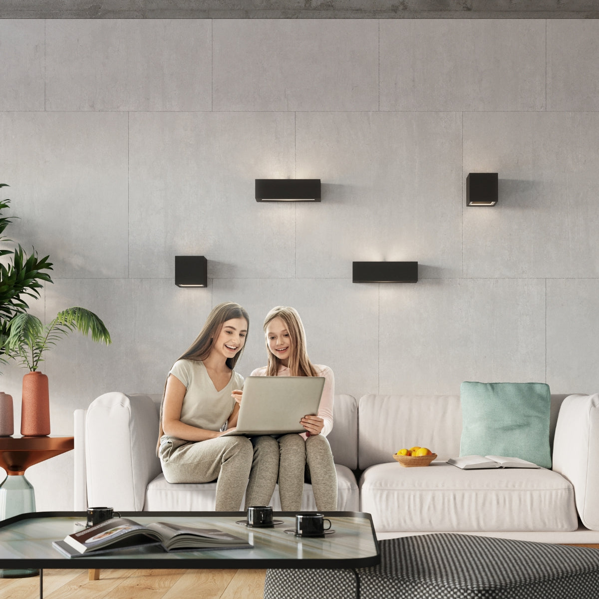 Wandleuchte Keramik LEO schwarz Sollux Lighting