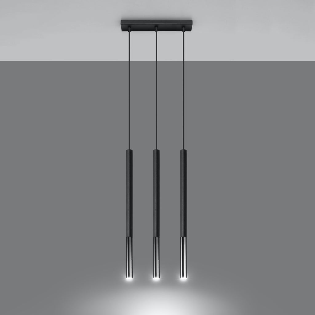 Pendelleuchte MOZAICA 3L schwarz & chrom Sollux Lighting