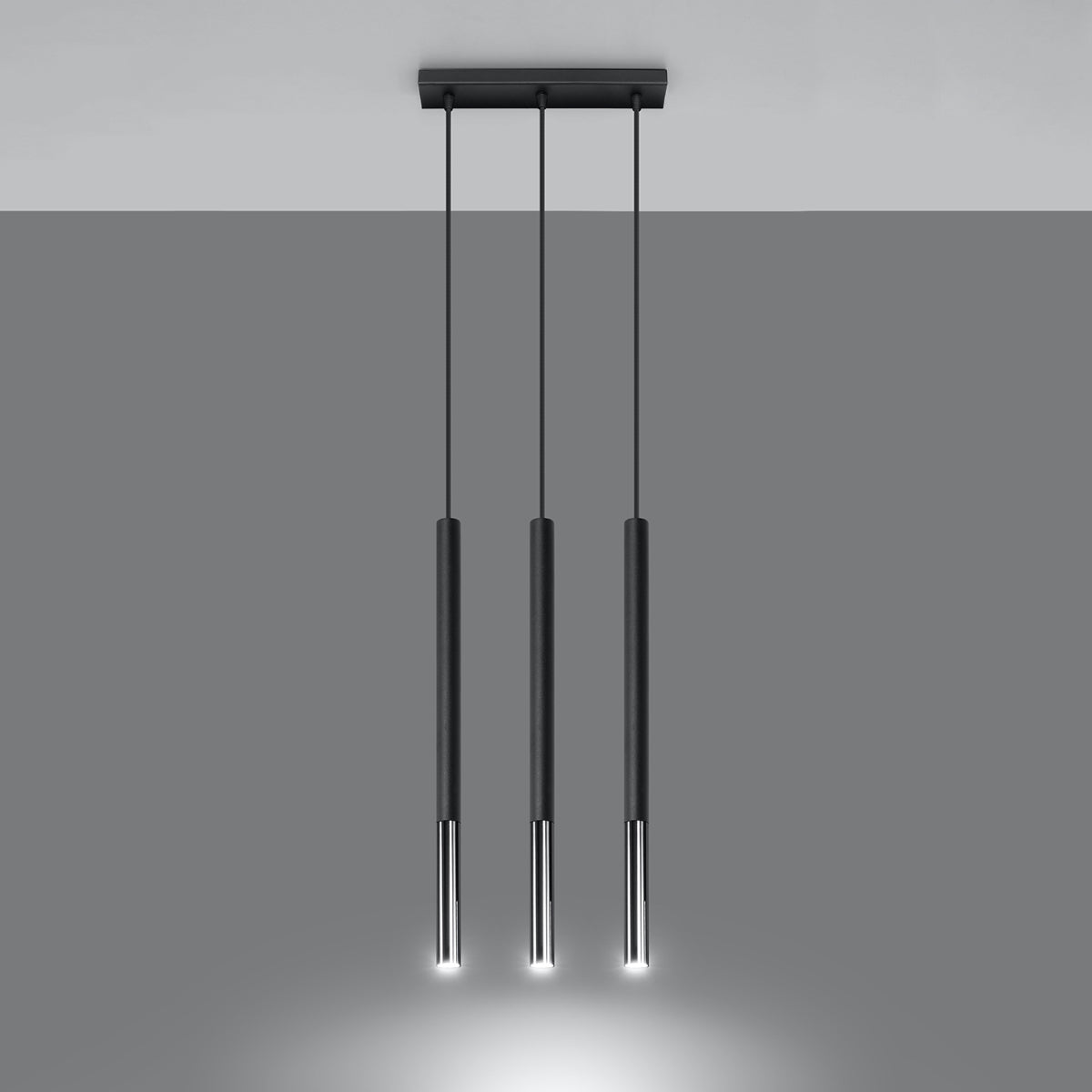 Pendelleuchte MOZAICA 3L schwarz & chrom Sollux Lighting