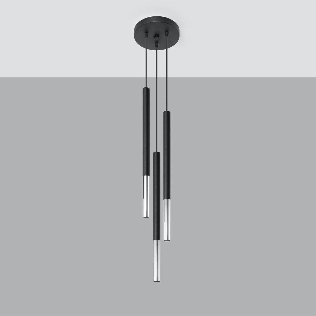 Pendelleuchte MOZAICA 3P schwarz & chrom Sollux Lighting