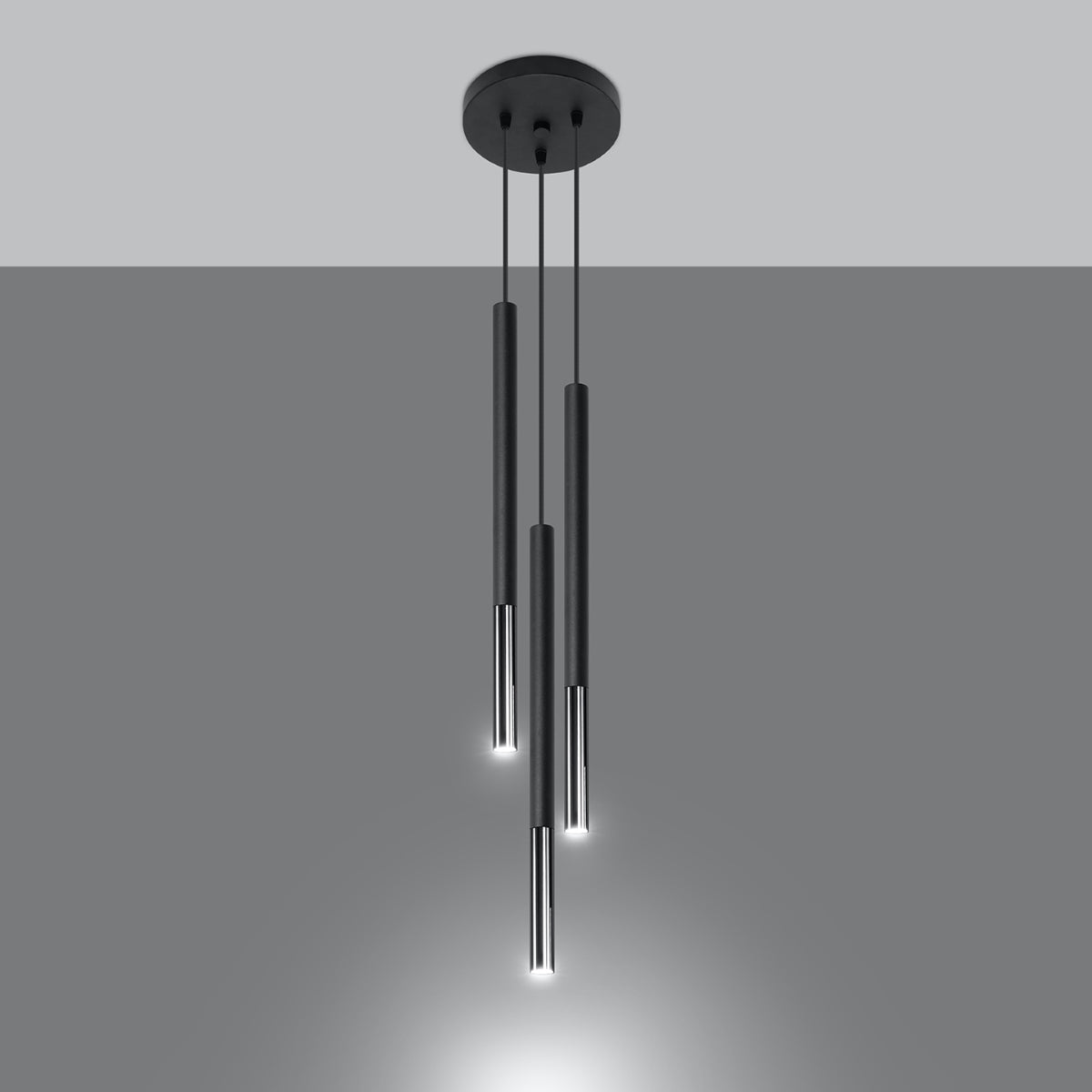 Pendelleuchte MOZAICA 3P schwarz & chrom Sollux Lighting
