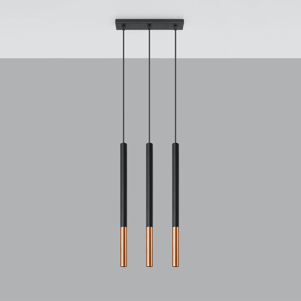 Pendelleuchte MOZAICA 3L schwarz & kupfer Sollux Lighting