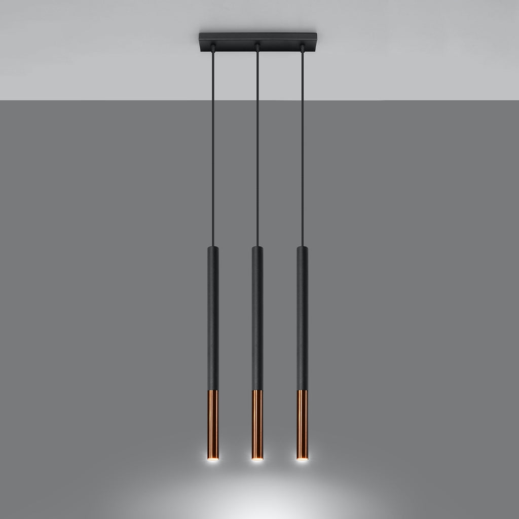 Pendelleuchte MOZAICA 3L schwarz & kupfer Sollux Lighting