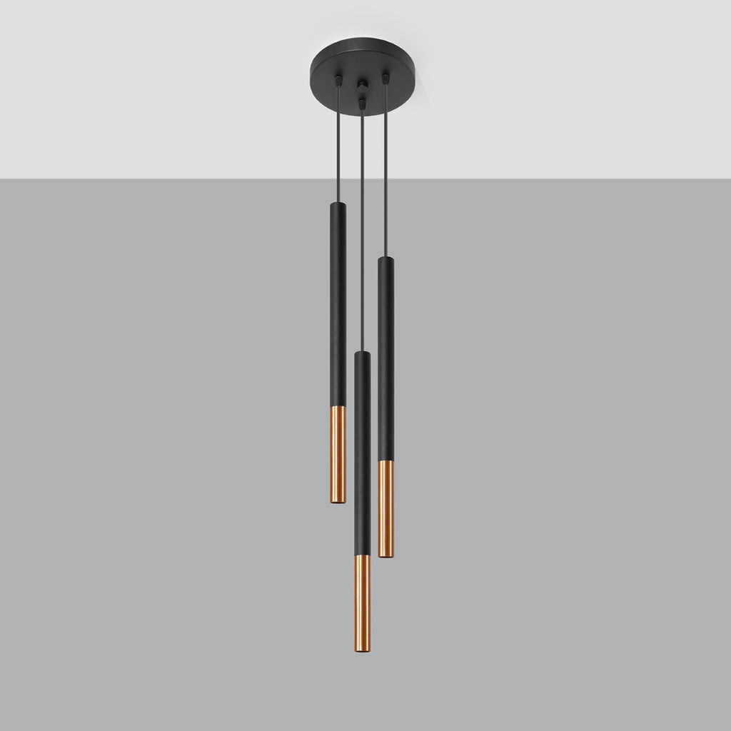 Pendelleuchte MOZAICA 3P schwarz & kupfer Sollux Lighting