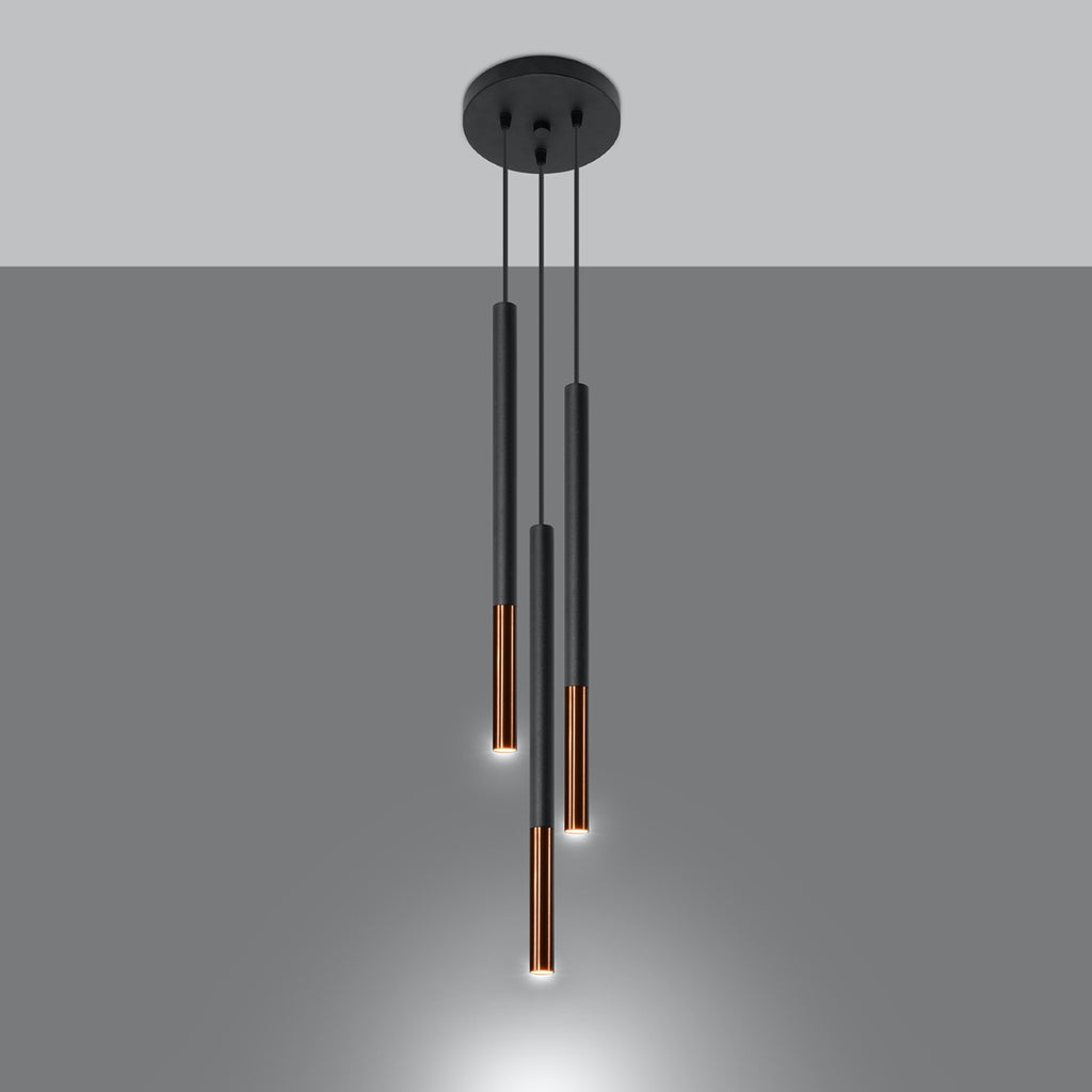 Pendelleuchte MOZAICA 3P schwarz & kupfer Sollux Lighting