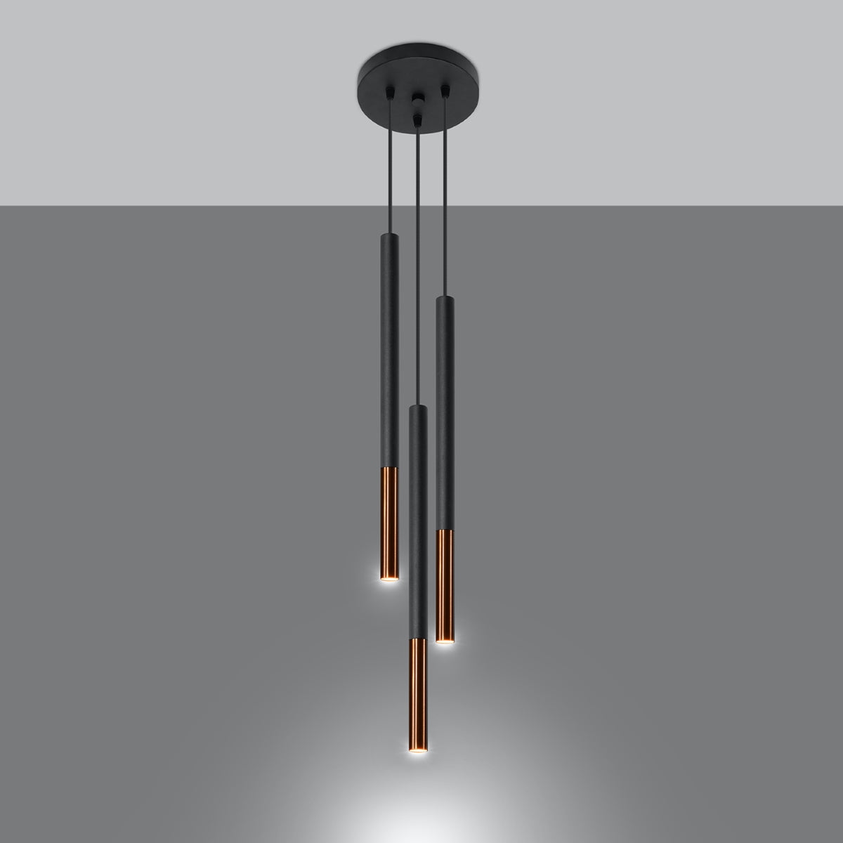 Pendelleuchte MOZAICA 3P schwarz & kupfer Sollux Lighting