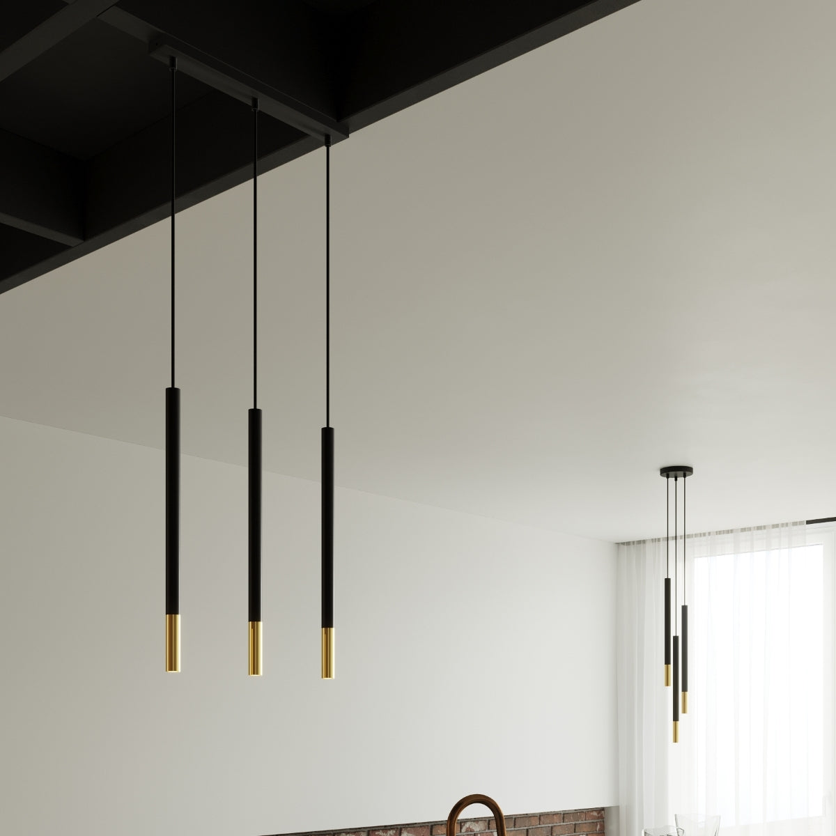 Pendelleuchte MOZAICA 3L schwarz & gold Sollux Lighting