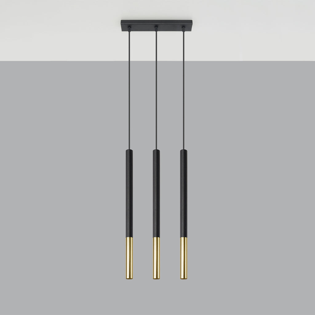 Pendelleuchte MOZAICA 3L schwarz & gold Sollux Lighting
