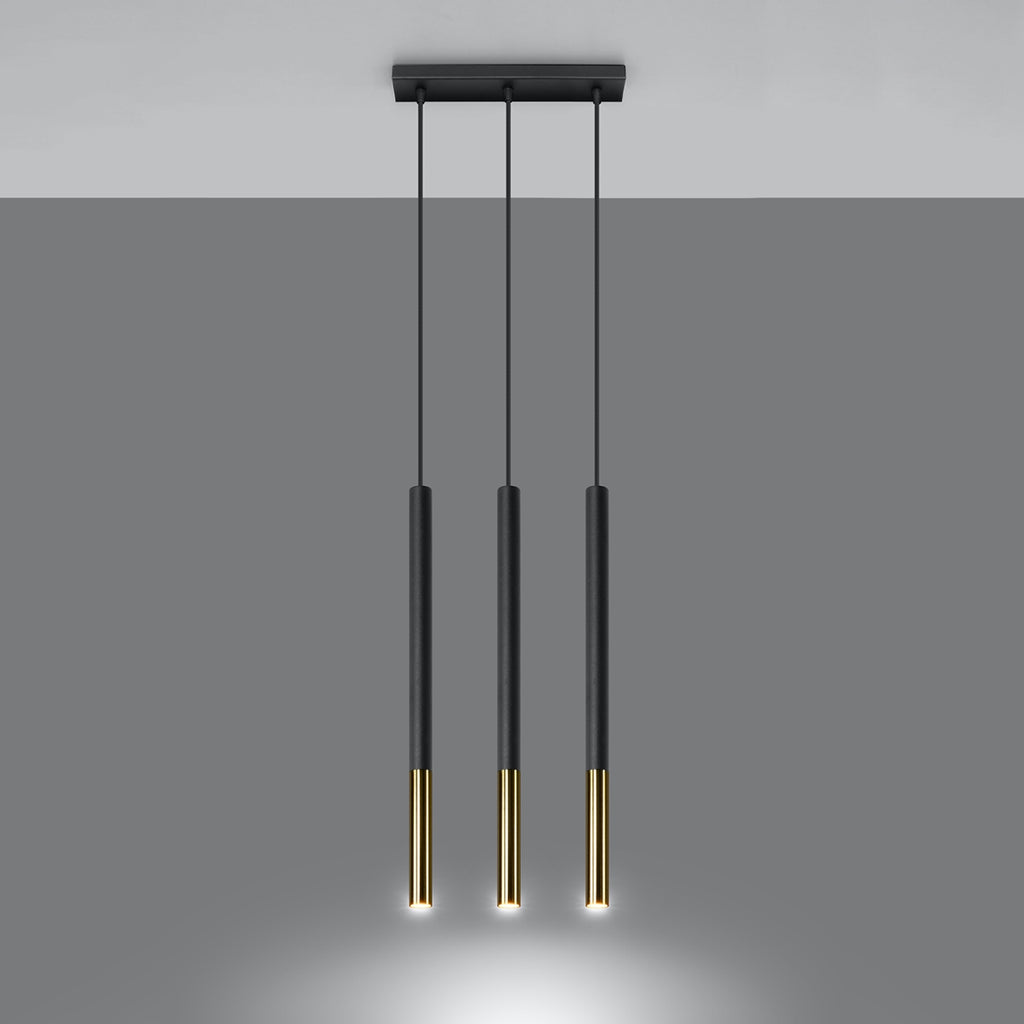 Pendelleuchte MOZAICA 3L schwarz & gold Sollux Lighting