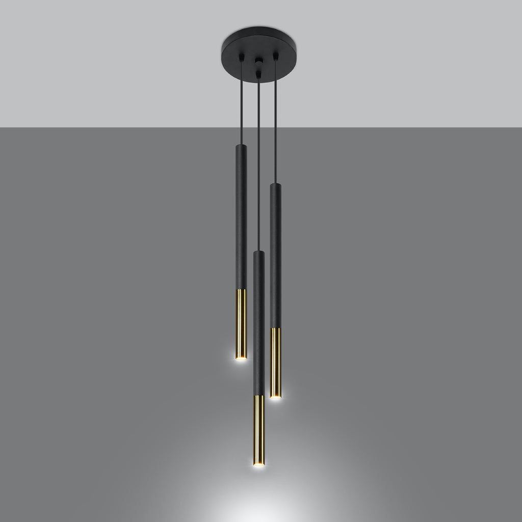 Pendelleuchte MOZAICA 3P schwarz & gold Sollux Lighting