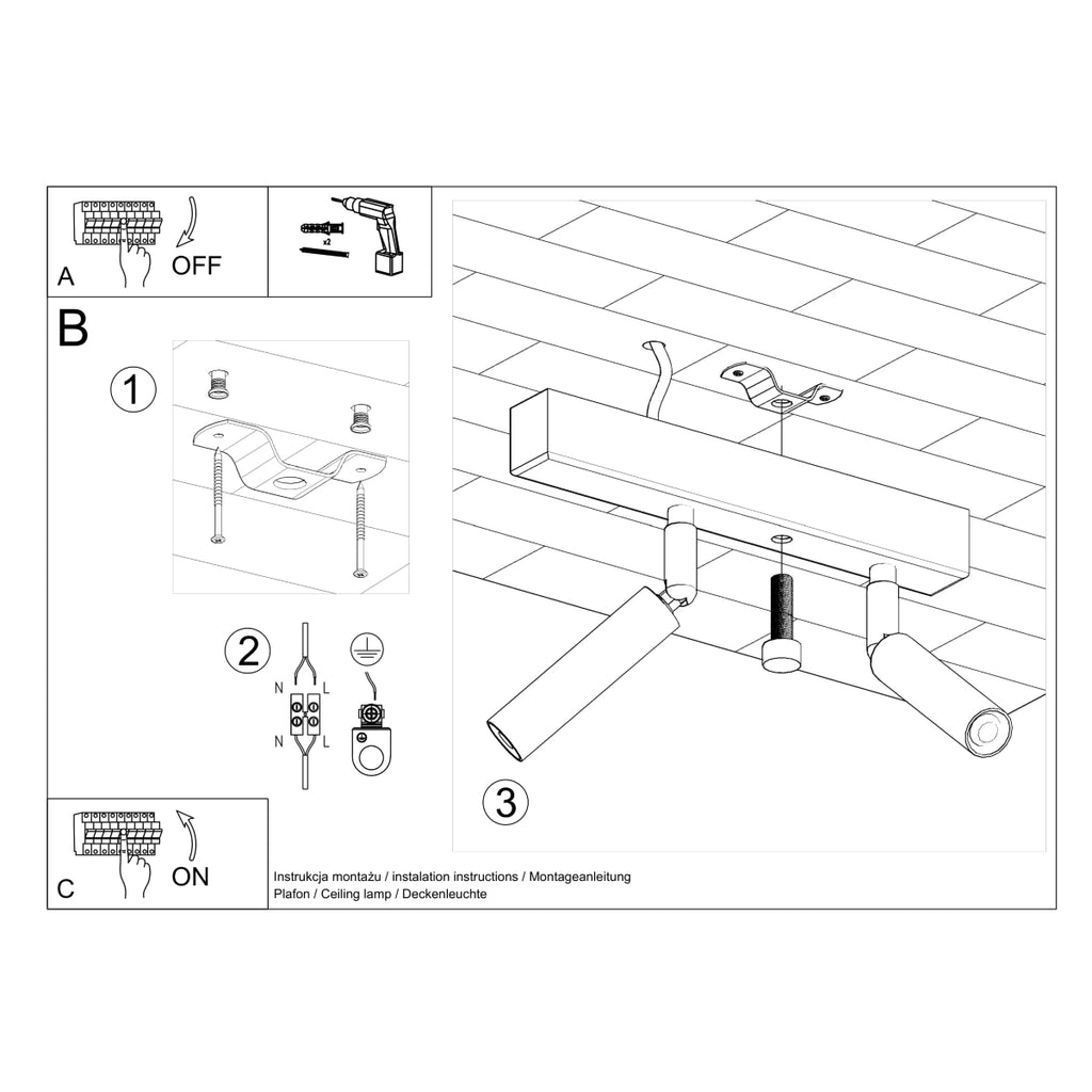 Deckenleuchte - Spot - Strahler EYETECH 2 schwarz Sollux Lighting