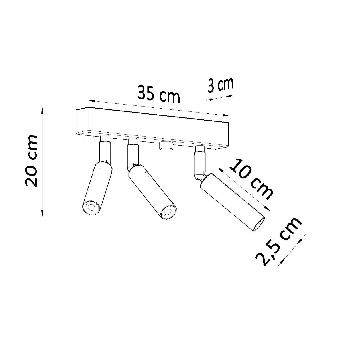 Deckenleuchte - Spot - Strahler EYETECH 3 schwarz Sollux Lighting