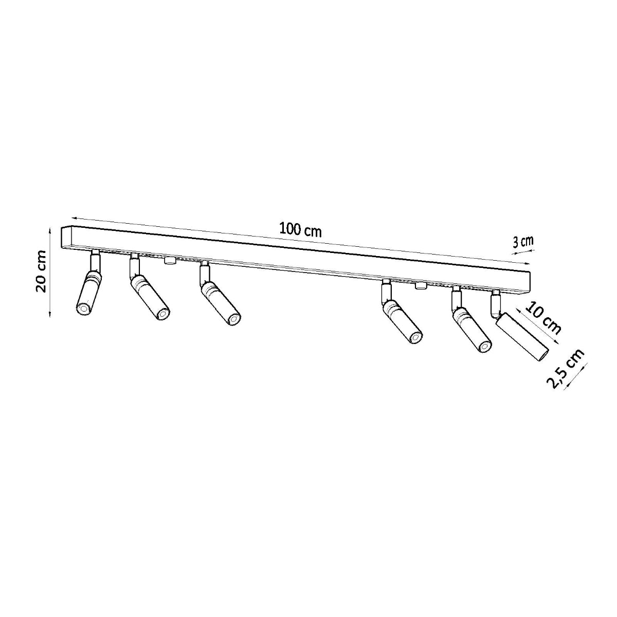 Deckenleuchte - Spot - Strahler EYETECH 6 schwarz Sollux Lighting