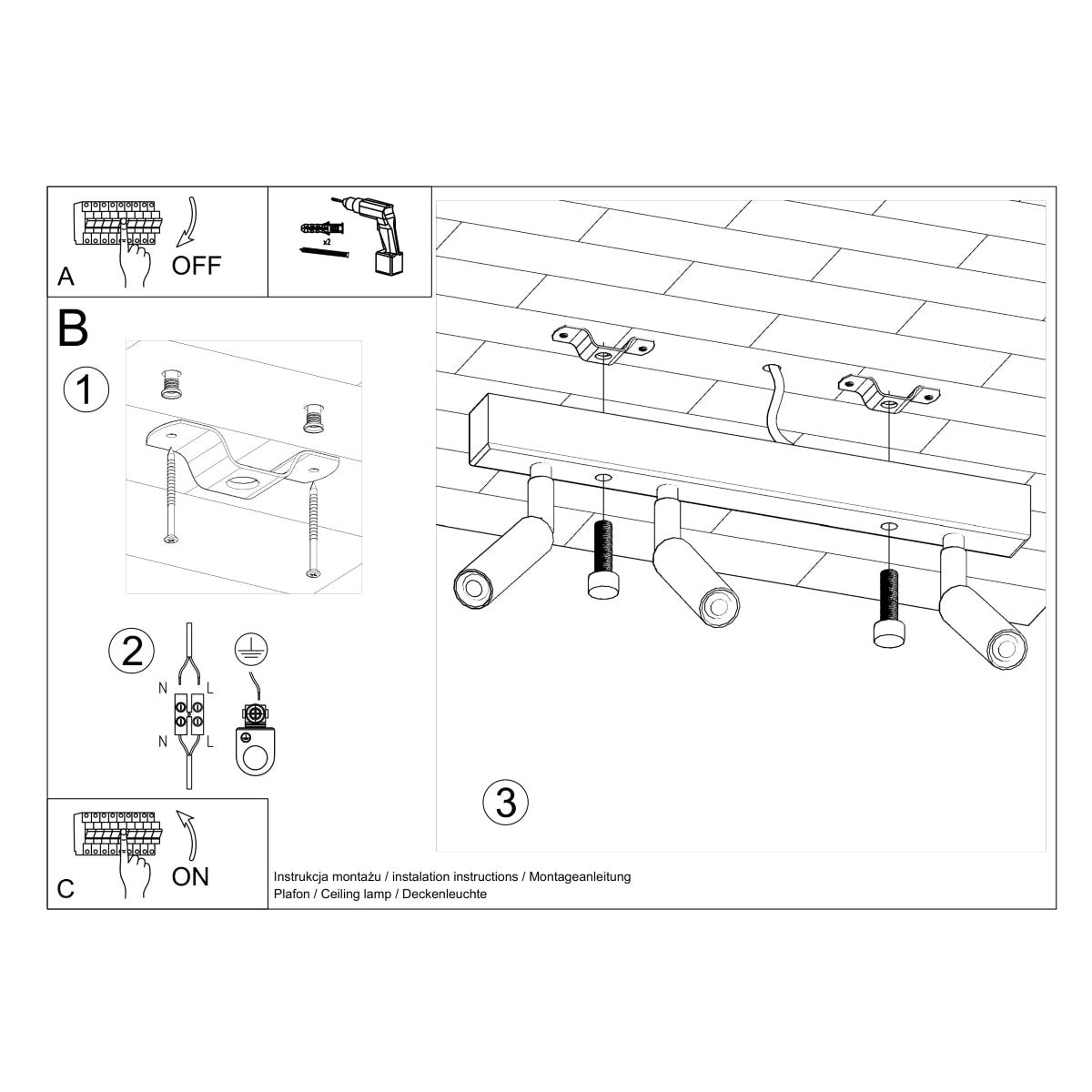 Deckenleuchte - Spot - Strahler EYETECH 3 weiß Sollux Lighting