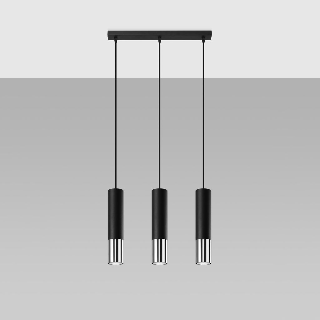 Pendelleuchte LOOPEZ 3L schwarz & chrom Sollux Lighting
