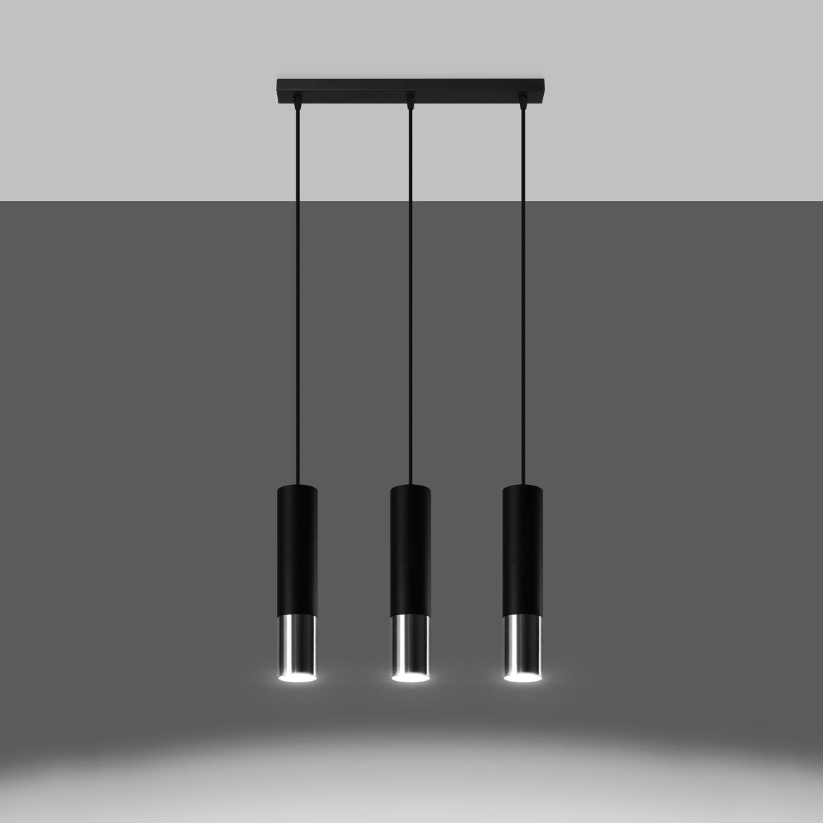 Pendelleuchte LOOPEZ 3L schwarz & chrom Sollux Lighting