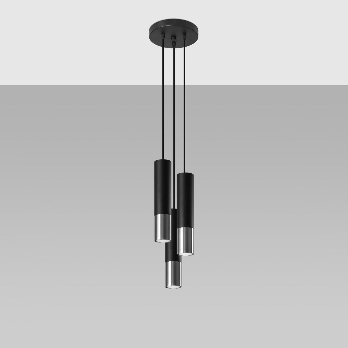 Pendelleuchte LOOPEZ 3P schwarz & chrom Sollux Lighting