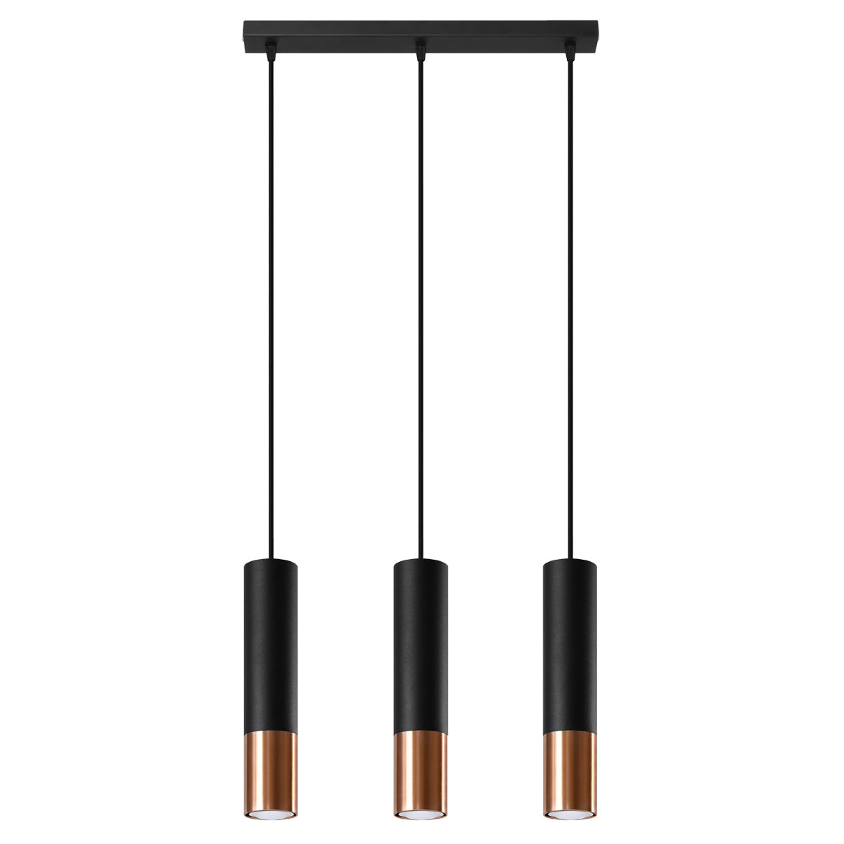 Pendelleuchte LOOPEZ 3L schwarz & kupfer Sollux Lighting