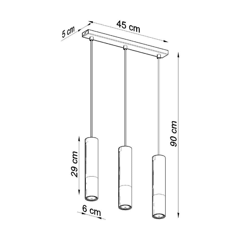 Pendelleuchte LOOPEZ 3L schwarz & kupfer Sollux Lighting