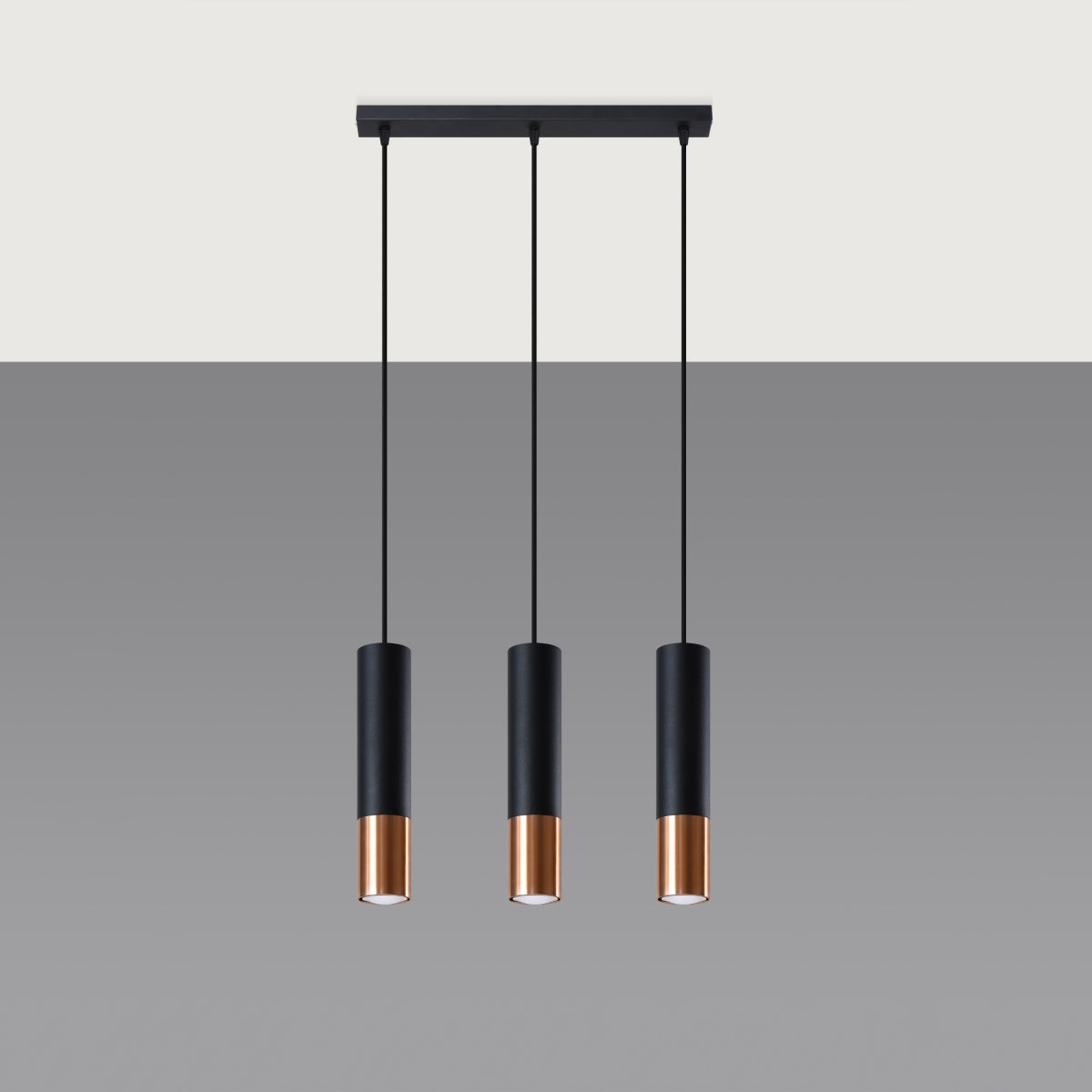 Pendelleuchte LOOPEZ 3L schwarz & kupfer Sollux Lighting